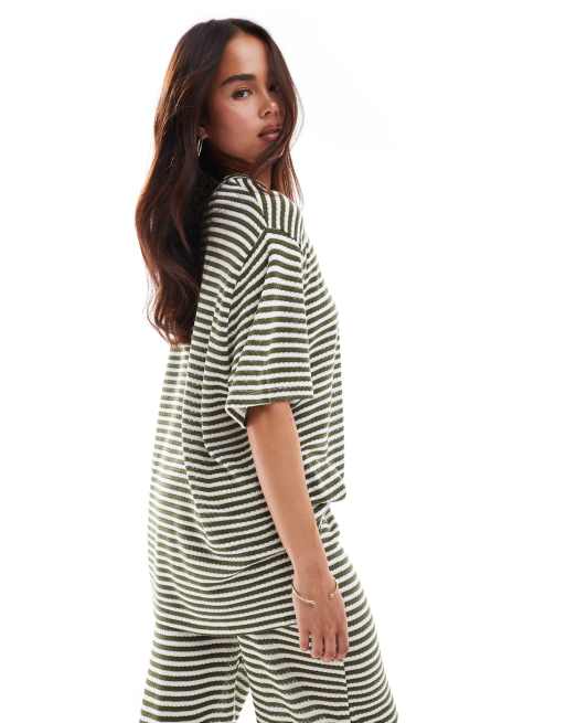 ASOS DESIGN slouchy oversized t-shirt in stripe (part of a set), 4 of 4