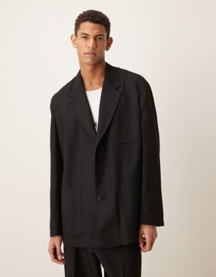 Asos Design Slouchy Painter Suit Jacket In Black