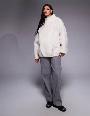 Asos Design Slouchy Pea Coat With Asymmetric Collar In White