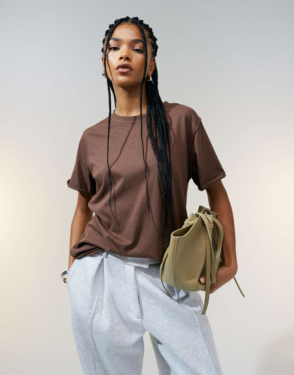 ASOS DESIGN slouchy raw edge regular fit washed t-shirt in chocolate