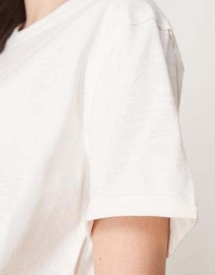 Asos Design Slouchy Raw Edge Regular Fit Washed T-shirt In White