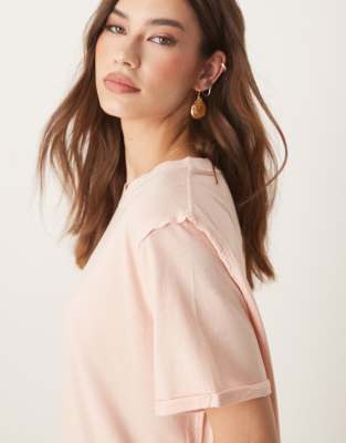 Asos Design Slouchy Raw Edge Regular Fit Washed T-shirt