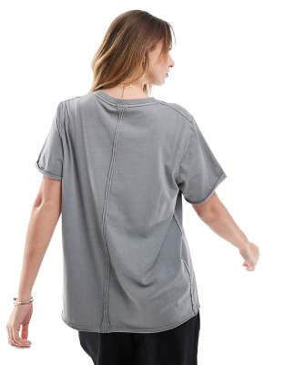 Asos Design Slouchy Raw Edge Regular Fit Washed T-shirt In Blue