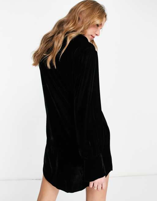 Black velvet store shirt dress