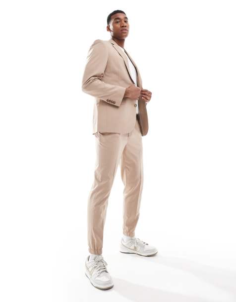 ASOS DESIGN slouchy slim suit in beige - view 1
