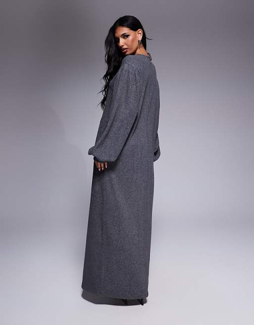 ASOS DESIGN slouchy super soft maxi dress with extreme ASOS DESIGN slouchy super soft maxi dress with extreme