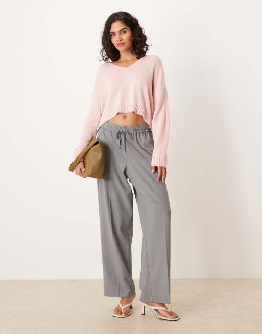 ASOS DESIGN slouchy v neck knit sweater in pink