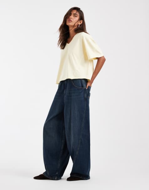 ASOS DESIGN slouchy v neck t-shirt in buttermilk - view 1