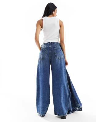 ASOS DESIGN slouchy wide leg jeans in dark vintage wash