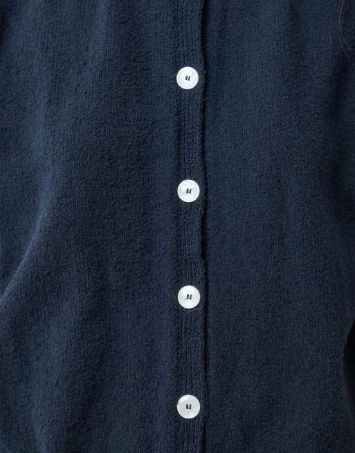 ASOS DESIGN slub button through relaxed tank in navy, 4 of 4