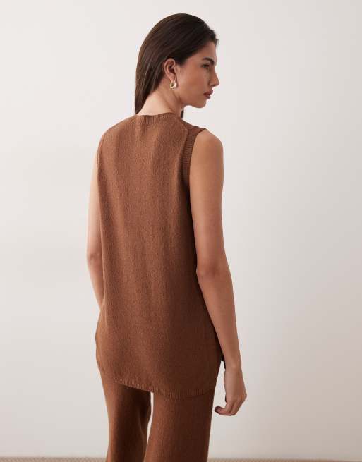 ASOS DESIGN slub henley longline top in chocolate (part of a set), 4 of 4