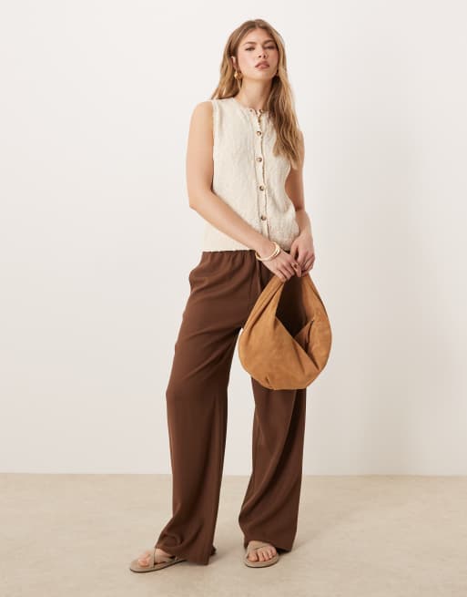 ASOS DESIGN slub knit button down tank top in ecru, 3 of 4
