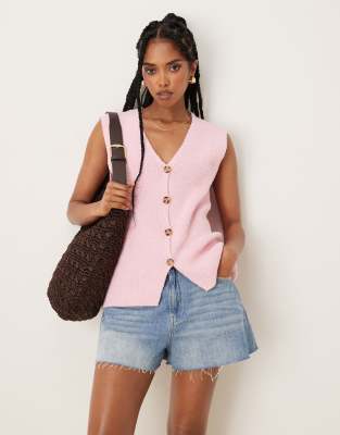 ASOS DESIGN slub knit relaxed fit vest in pink 5790₽