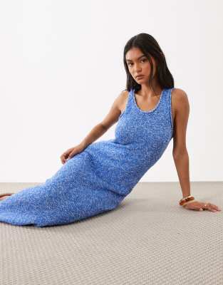 ASOS DESIGN slub racer maxi dress in blue