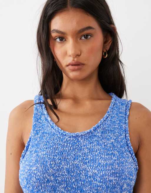 ASOS DESIGN slub racer maxi dress in blue, 3 of 4