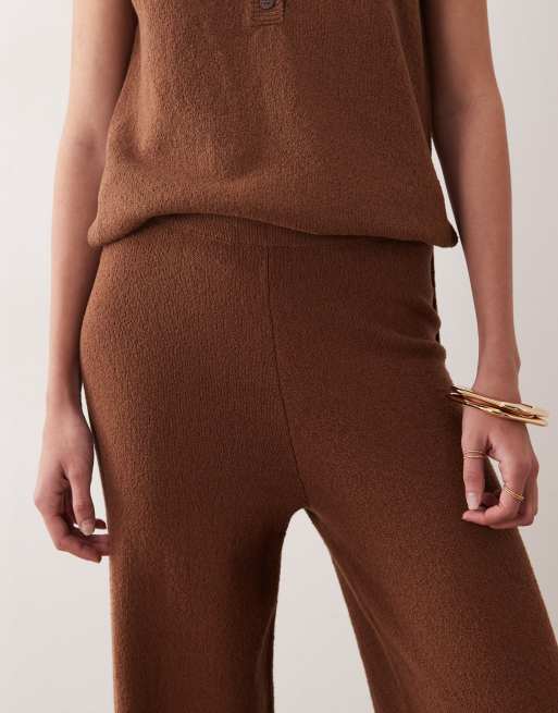 ASOS DESIGN slub trouser co-ord in chocolate, 3 of 5