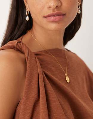 Asos Design Slubby Asymmetric Knot Sleeve T-shirt In Brown