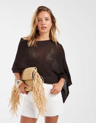 Asos Design Slubby Knit Cape In Multi