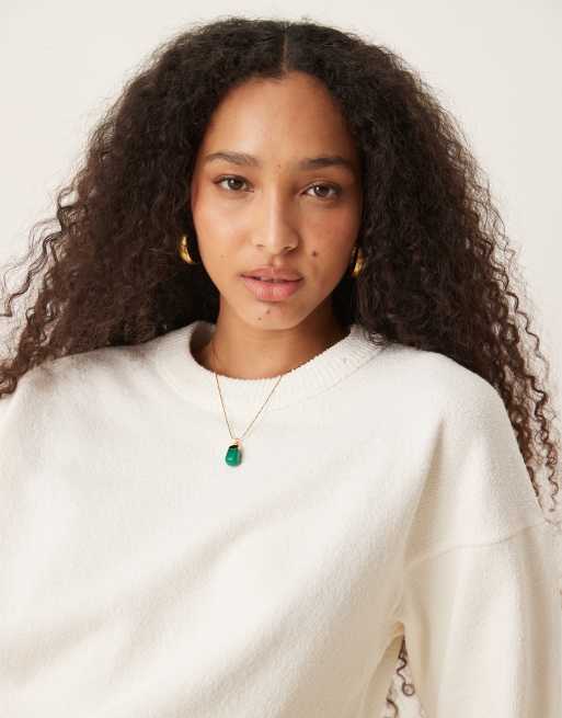 ASOS DESIGN slubby knit relaxed t-shirt in cream