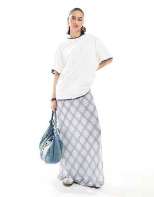 Asos Design Slubby Oversized T-shirt With Ricrac Detail In White