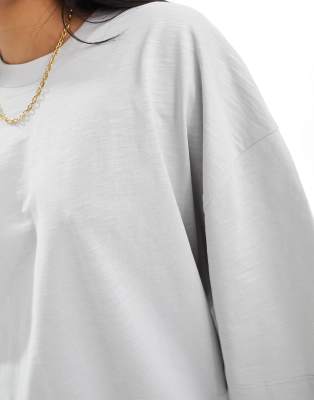 asos design slubby oversized tee in stone