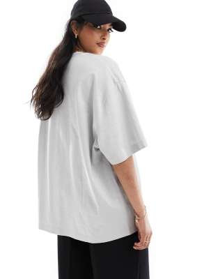 asos design slubby oversized tee in stone
