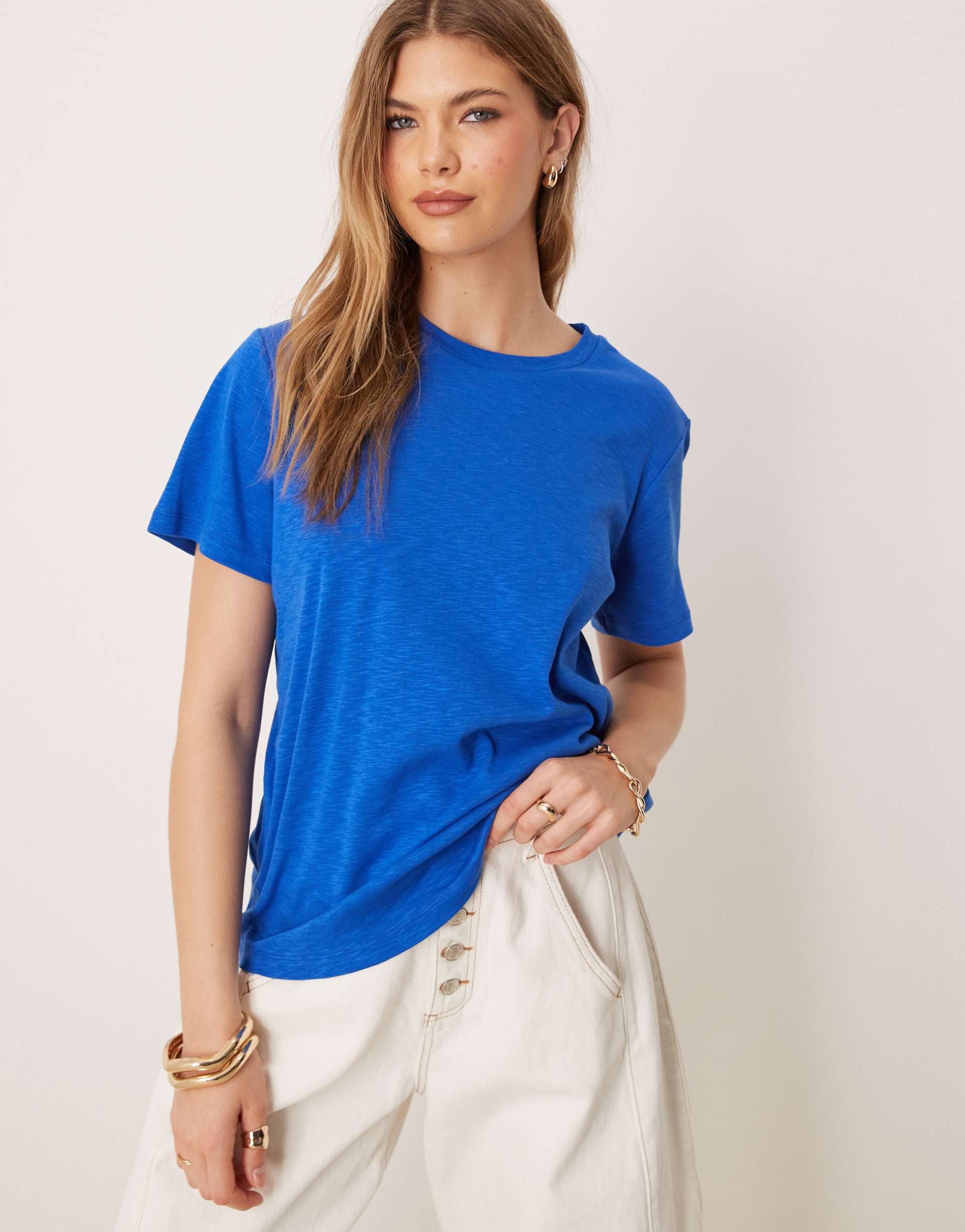 asos design slubby regular fit t-shirt in navy