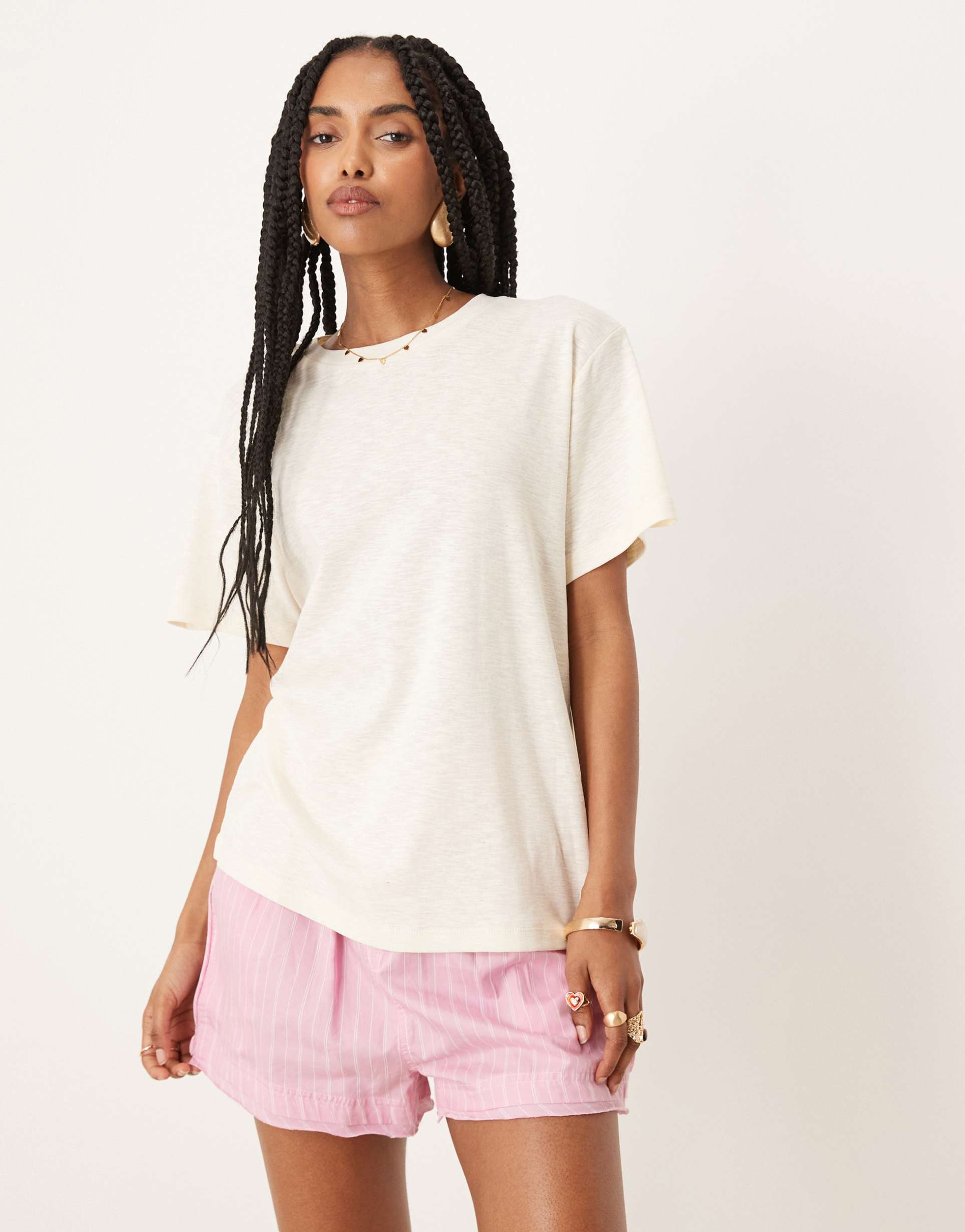 asos design slubby regular fit t-shirt in white