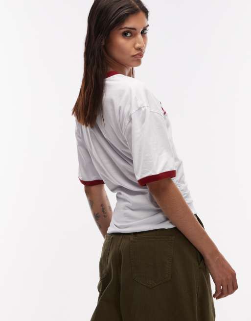ASOS DESIGN slubby v neck soccer T-shirt with shanghai graphic, 4 of 4
