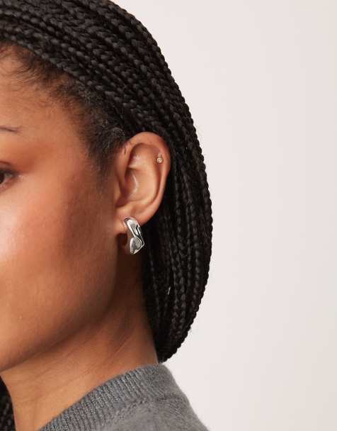 ASOS DESIGN - Sølvbelagte ørestikker med snoet design i smeltet stil - view 1