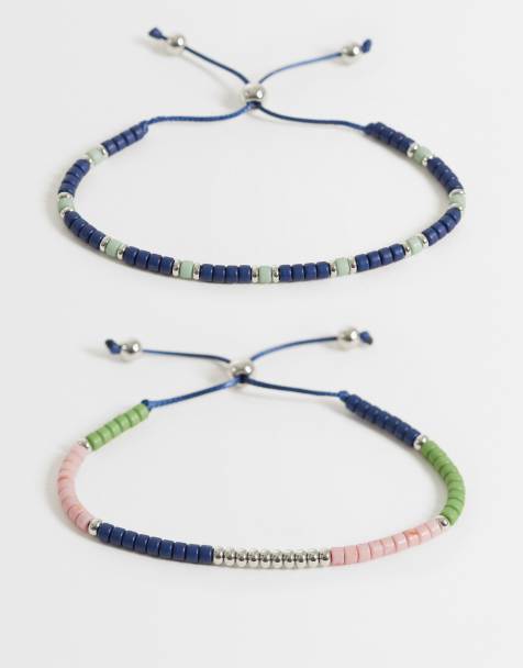 ASOS DESIGN - Sølvfarvede armbånd med perler i pakke med 2 stks - view 1