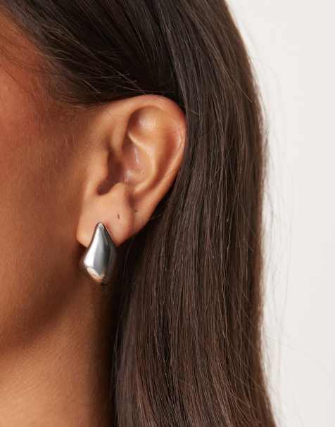 ASOS DESIGN - Sølvfarvede dråbeformede ørestikker - view 1