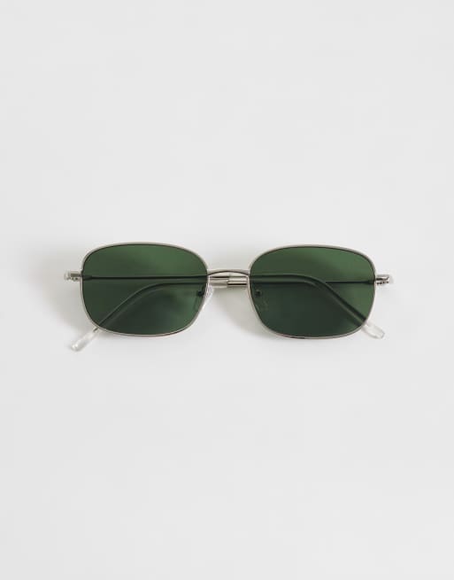 ASOS DESIGN - Sølvfarvede firkantede solbriller i metal med G15 -glas, 3 af 3