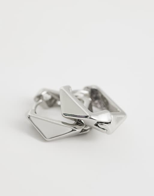 ASOS DESIGN - Sølvfarvede geometriske hoop-øreringe, 3 af 4