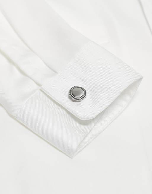 ASOS DESIGN - Sølvfarvede og sekskantede manchetknapper med poleret top, 3 af 3