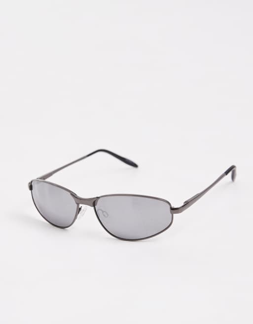ASOS DESIGN - Sølvfarvede racer-solbriller med metalstel samt spejlglas, 3 af 3