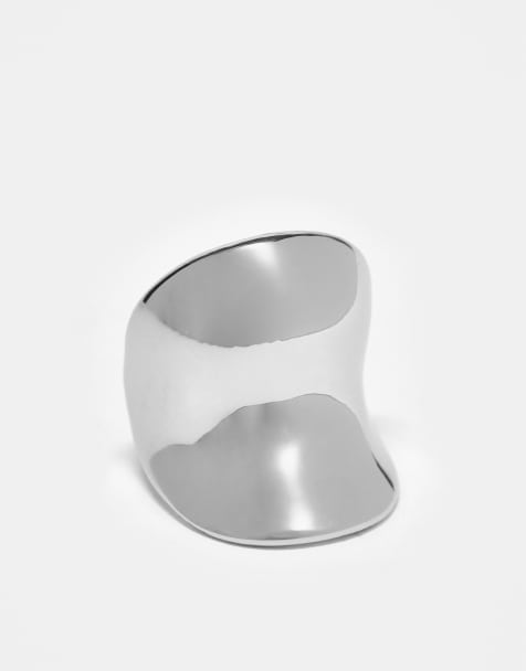 ASOS DESIGN - Sølvfarvet abstrakt glat ring - view 1