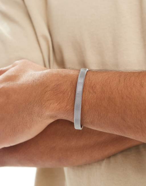 ASOS DESIGN - Sølvfarvet armbånd i rustfrit stål med meshdesign