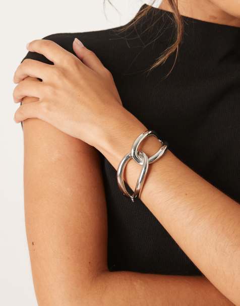 ASOS DESIGN - Sølvfarvet armbånd med stort dobbelt kædeled og T-lås - view 1