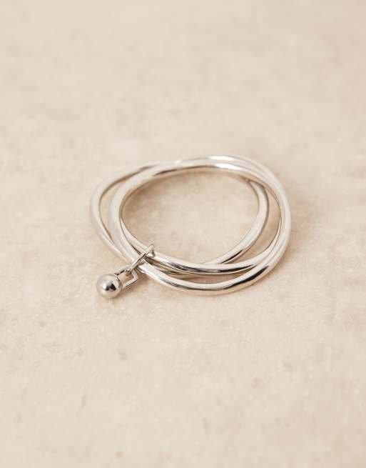 ASOS DESIGN - Sølvfarvet armring med flere rækker og sfærisk detalje, 2 af 3