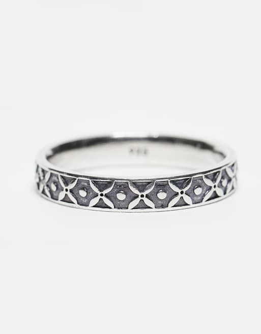ASOS DESIGN - Sølvfarvet båndring i sterlingsølv med trykt detalje, 3 af 3