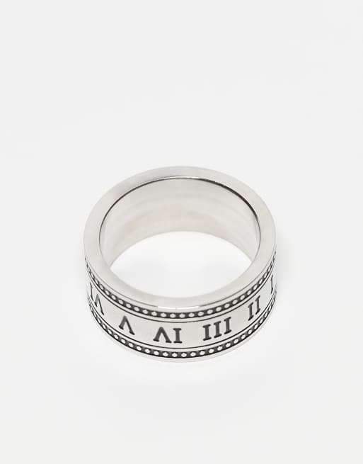 ASOS DESIGN - Sølvfarvet båndring i vandafvisende rustfrit stål med romertal  , 3 af 3