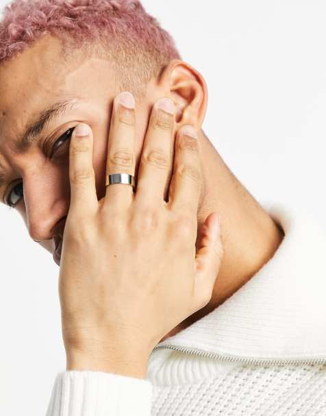 ASOS DESIGN - Sølvfarvet båndring i vandafvisende rustfrit stål - view 1