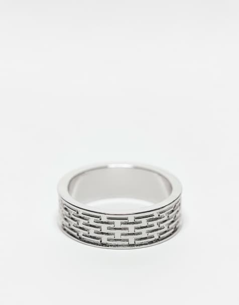 ASOS DESIGN - Sølvfarvet båndring med kædedesign - view 1