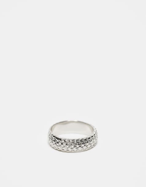 ASOS DESIGN - Sølvfarvet båndring med præget design - view 1