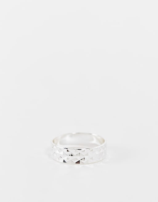 ASOS DESIGN - Sølvfarvet båndring med tekstur-design