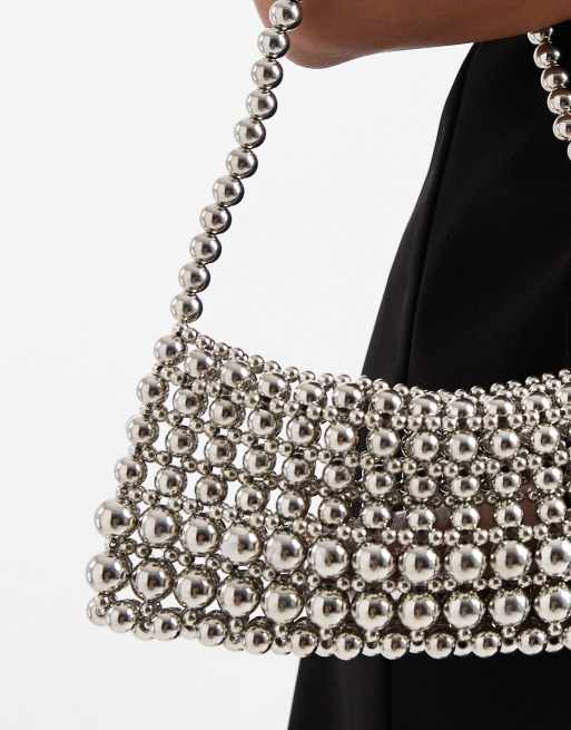 ASOS DESIGN - Sølvfarvet clutch-taske med metalperler, 3 af 4