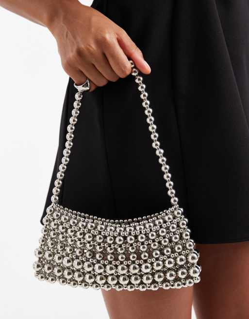 ASOS DESIGN - Sølvfarvet clutch-taske med metalperler, 4 af 4