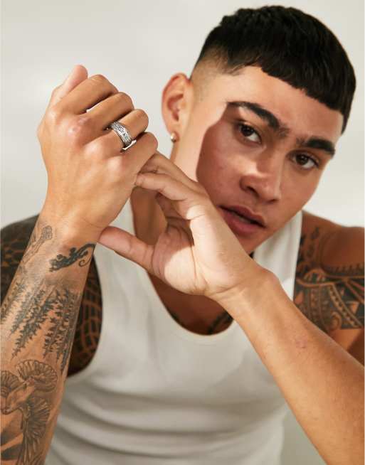 ASOS DESIGN - Sølvfarvet fidget-ring i vandfast rustfrit stål med tatoveringsmotiv, 4 af 4