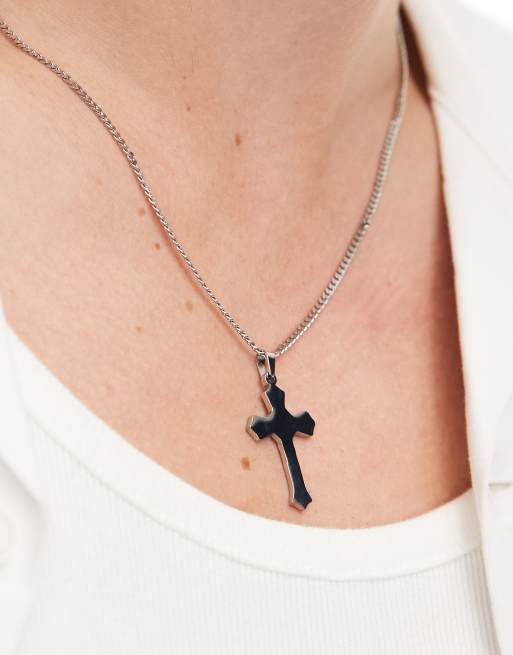 ASOS DESIGN - Sølvfarvet halskæde med kors-vedhæng i vandfast rustfrit stål, 4 af 4